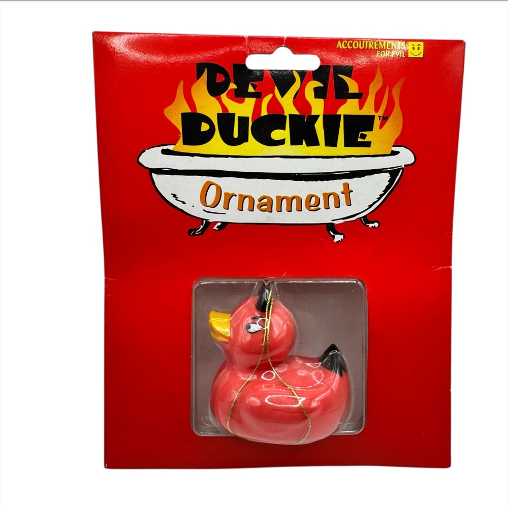 Devil Duckie Ornament - Vintage 2001 - Accoutrements Evil Red Rubber Duck NWT